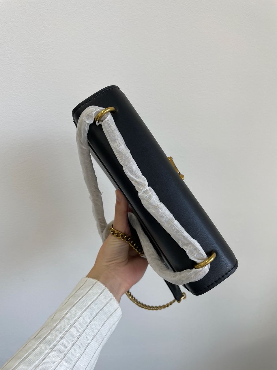 Yves Saint Laurent Medium Sunset in Smooth Leather Black/Gold - 18