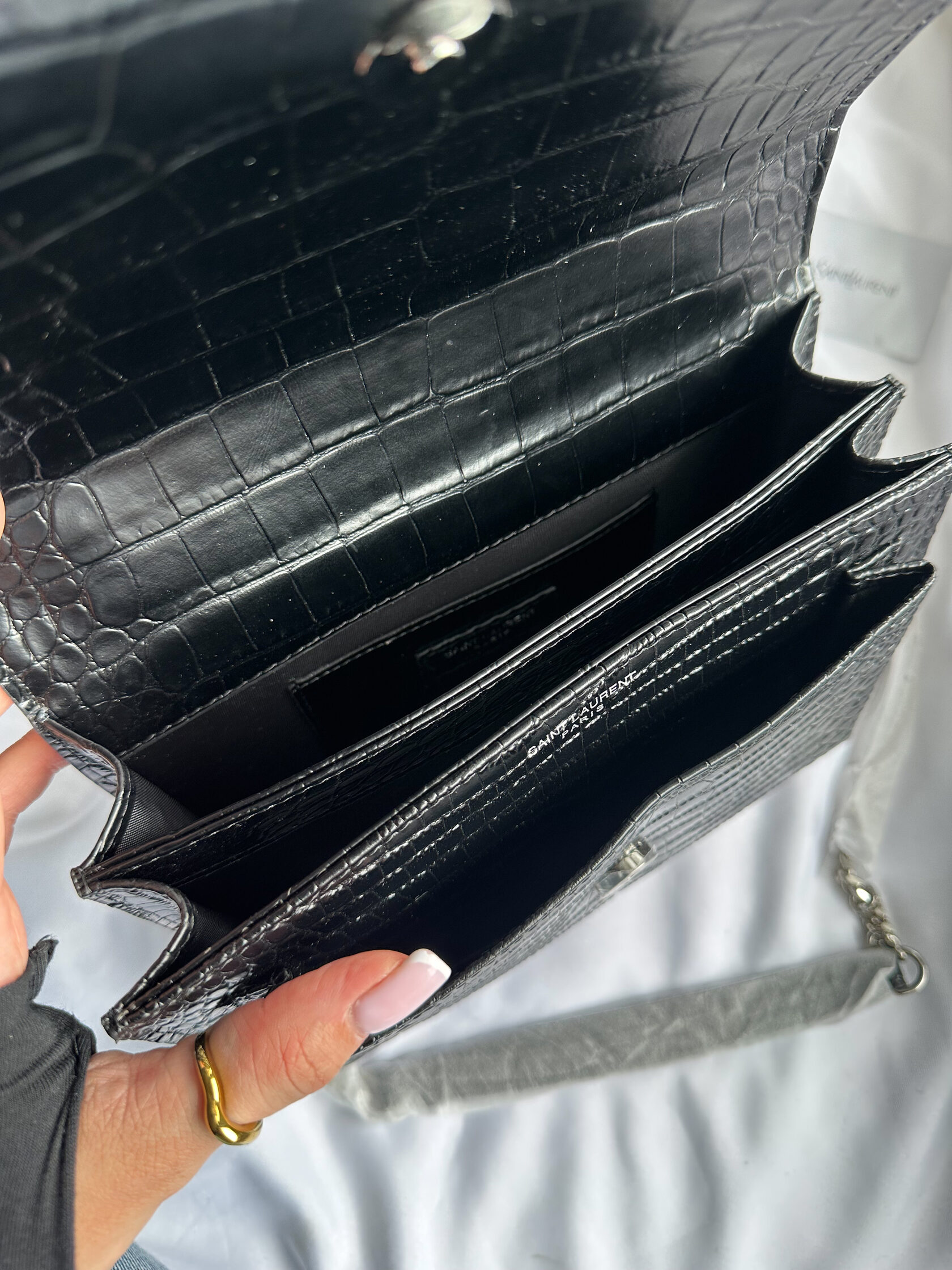 Yves Saint Laurent Sunset In Crocodile-Embossed Leather - 5