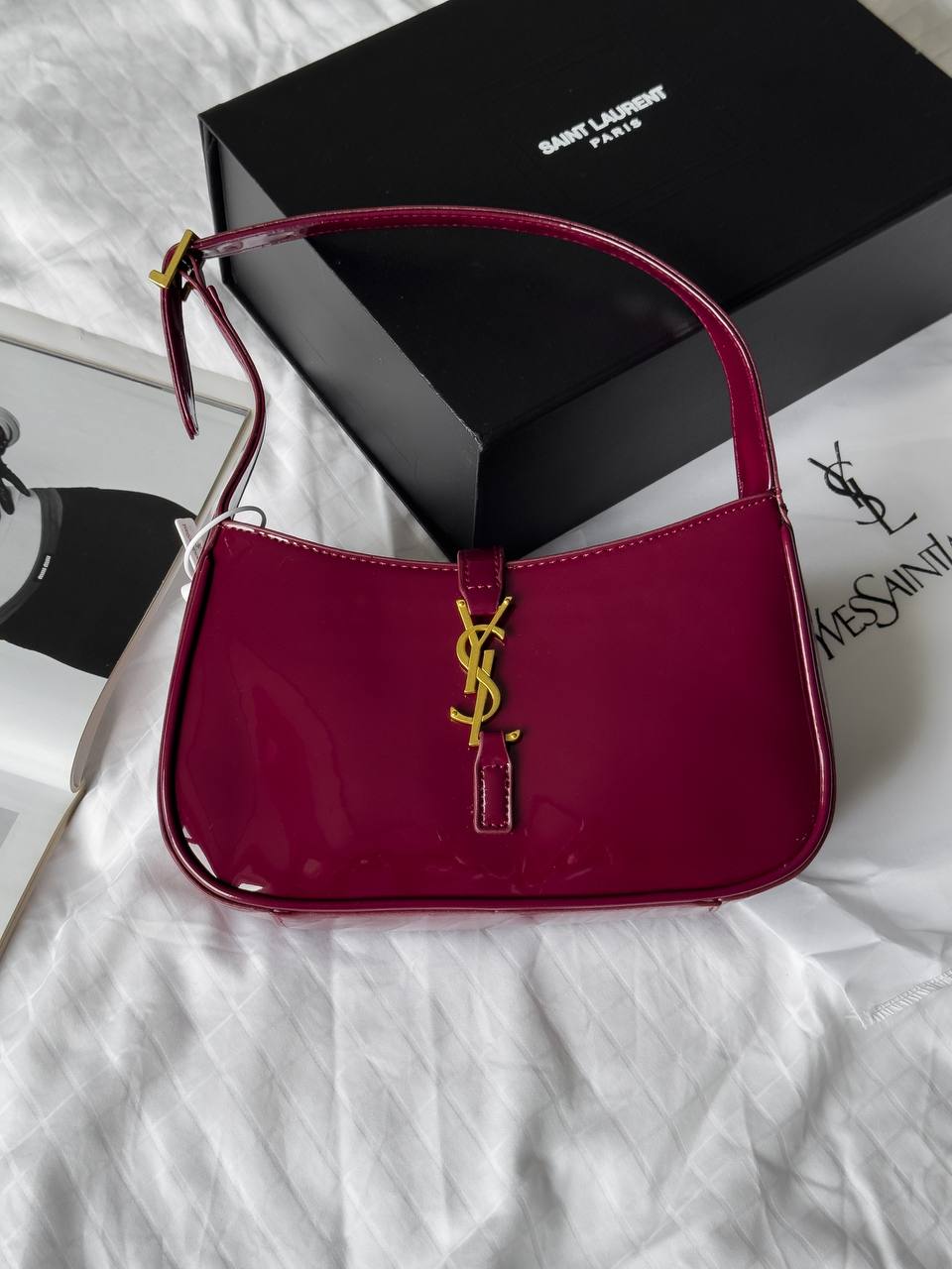 Yves Saint Laurent YSL Hobo Bag In Dark Red Wine - 2