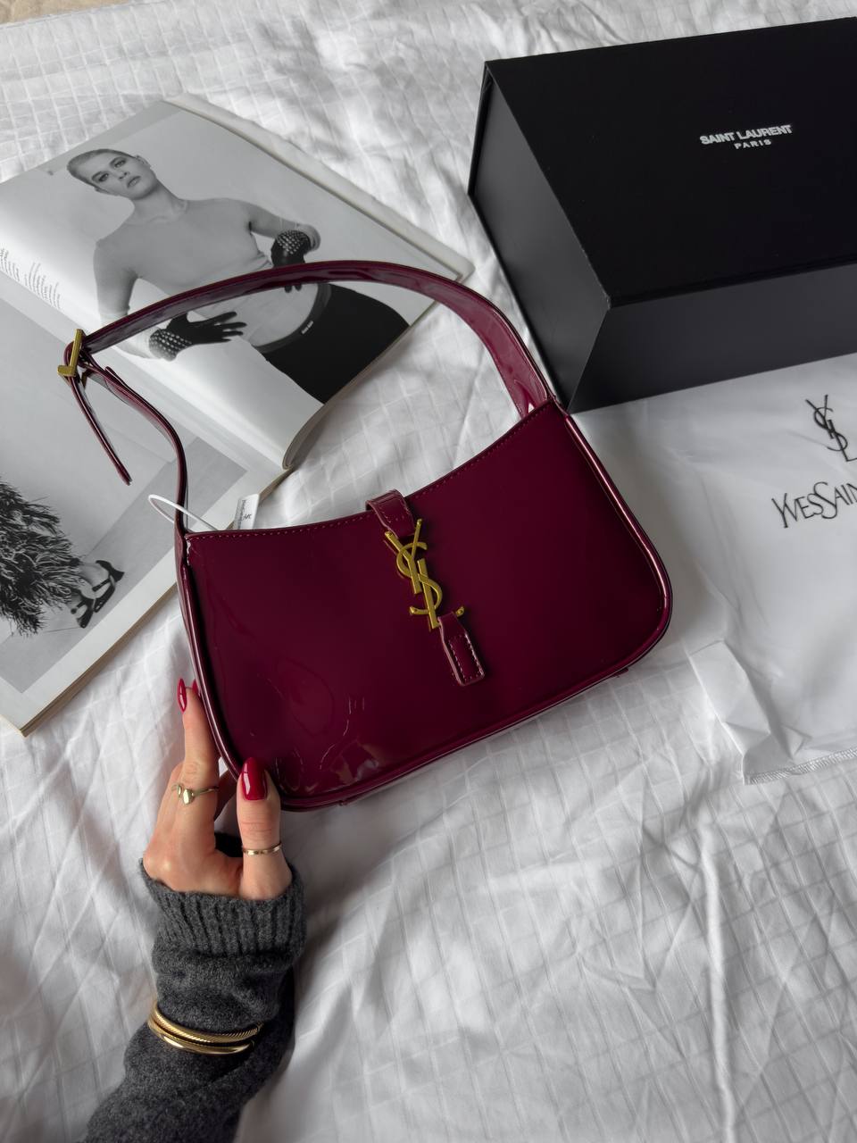 Yves Saint Laurent YSL Hobo Bag In Dark Red Wine - 3