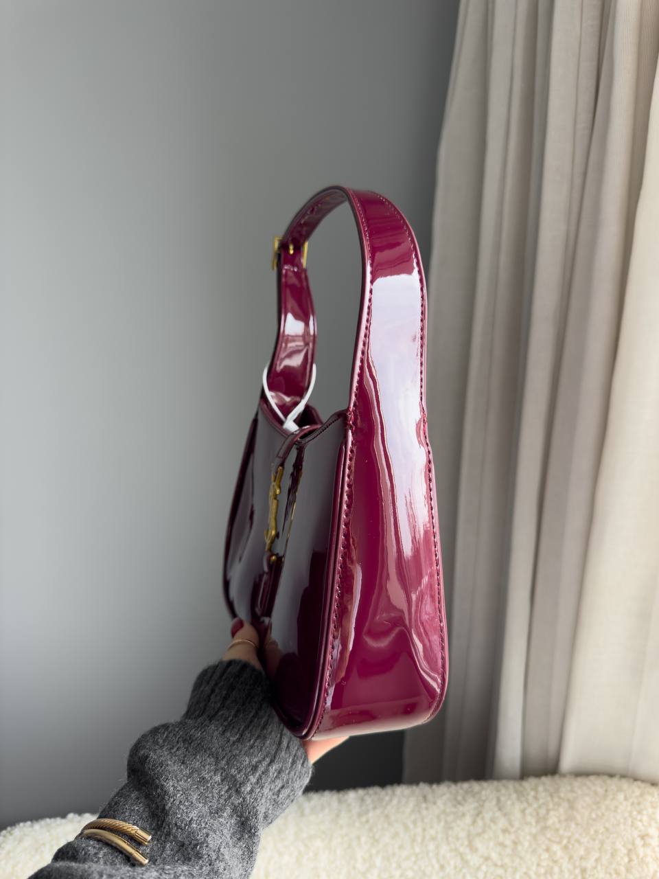 Yves Saint Laurent YSL Hobo Bag In Dark Red Wine - 6