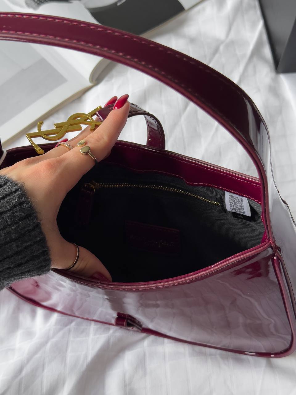 Yves Saint Laurent YSL Hobo Bag In Dark Red Wine - 9