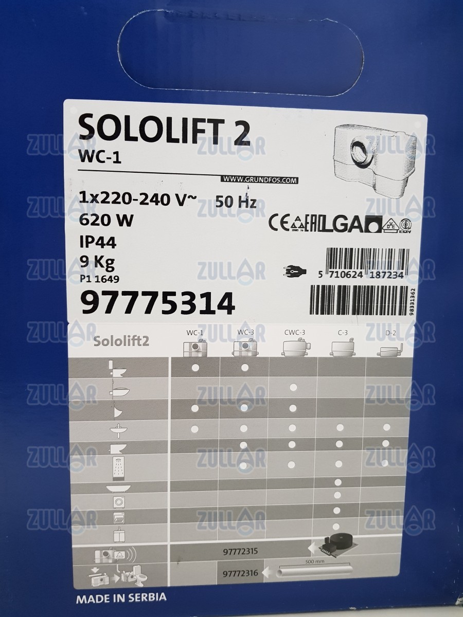 Каналізаційна установка Grundfos Sololift2 WC-1 (97775314) - 3