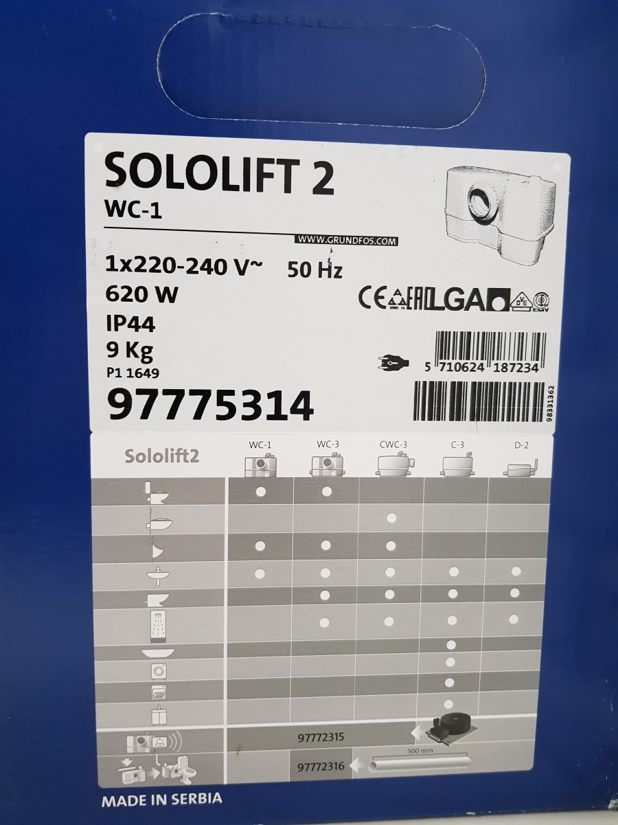 Каналізаційна установка Grundfos Sololift2 WC-1 (97775314) - 4